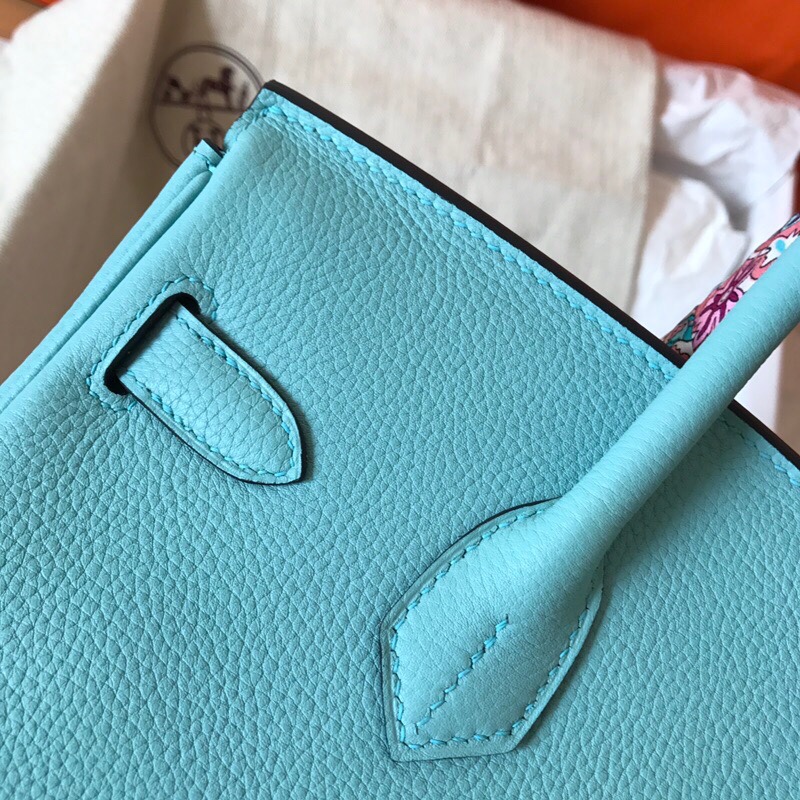 Hermes Birkin 35CM Togo Leather Handbag Blue Atoll